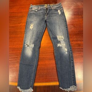 7 For All Mankind Women's Skinny Jeans - Distressed Blue